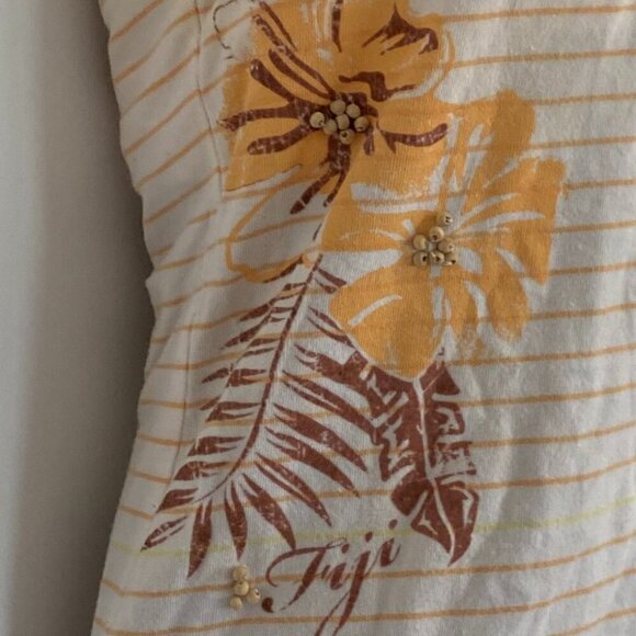 Garage Halter Neck Open Back Striped Summer Floral Fiji Tank Top Size Medium - Picture 6 of 6